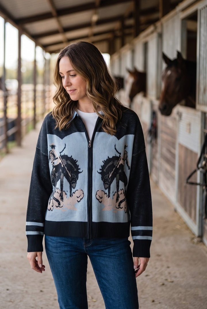 Bronc Blues Zip Front Cardigan - High Call Outfitters