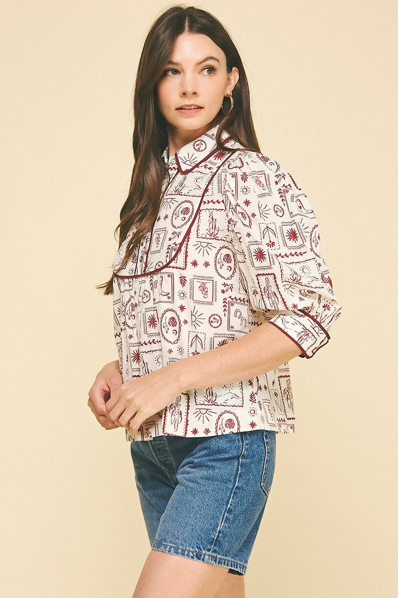 Desert Print Yoke Top