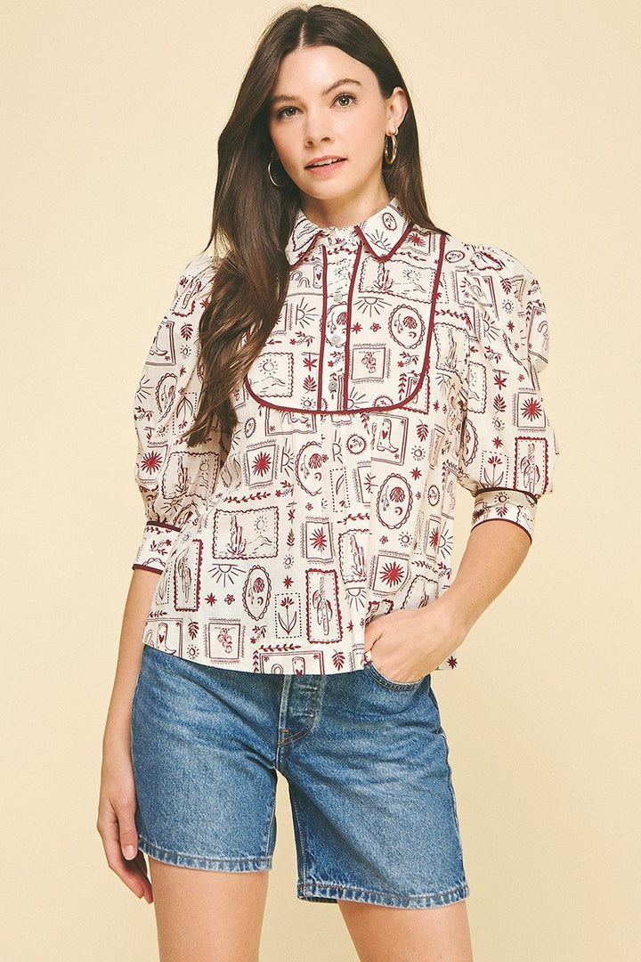 Desert Print Yoke Top