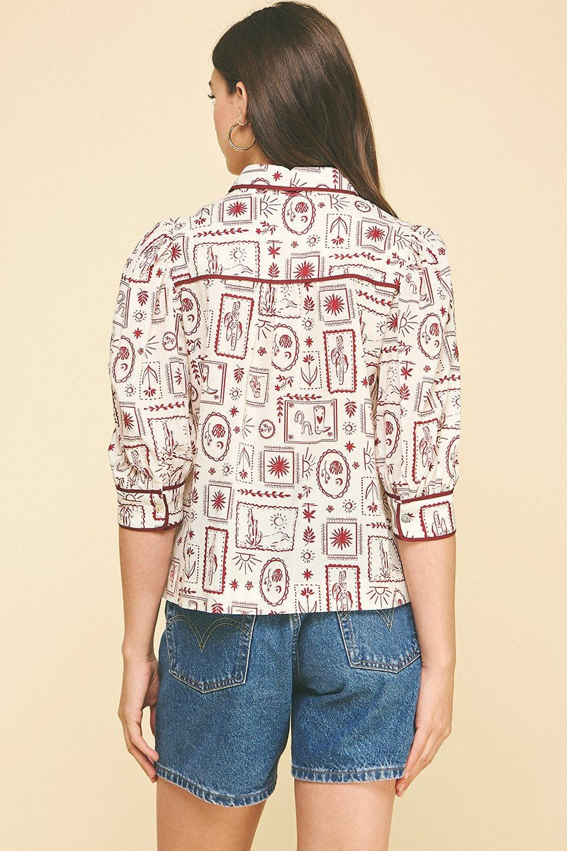 Desert Print Yoke Top