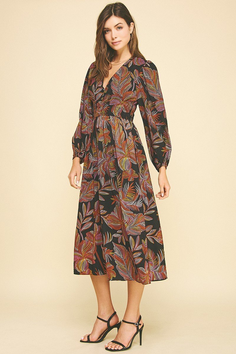 Leaf Print Dress - High Call Outfitters
