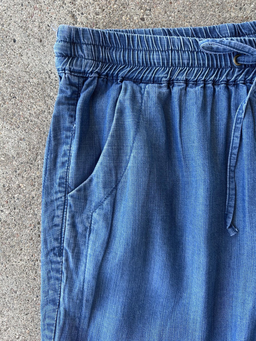 Drawstring Chambray Capri from Multiples - High Call Outfitters