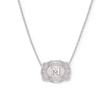 SpurWest Mini Belt Buckle Necklace (Initial) - Silver