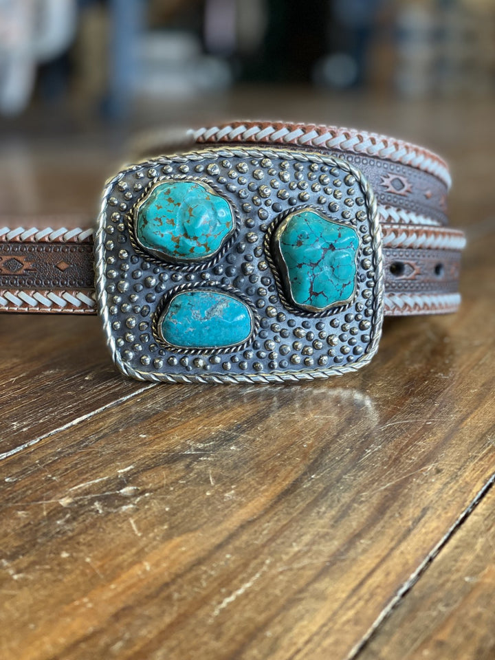 3 Stone Turquoise Belt Buckle from Paige Wallace