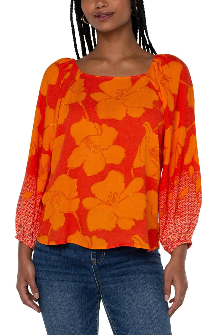 3/4 Sleeve Print Top from Liverpool - High Call Outfitters