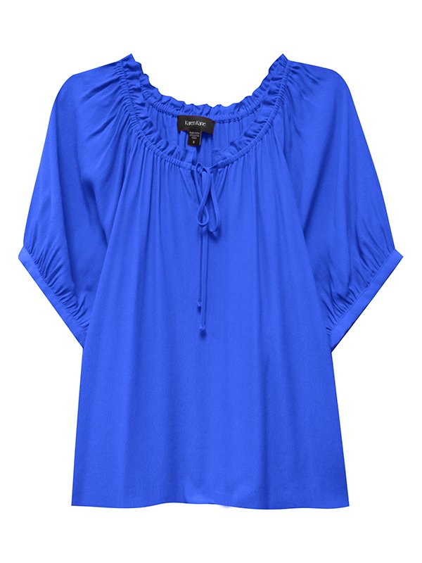 Short Sleeve Ruffle Tie Neck from Karen Kane