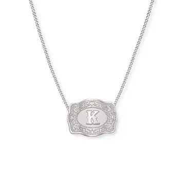 SpurWest Mini Belt Buckle Necklace (Initial) - Silver
