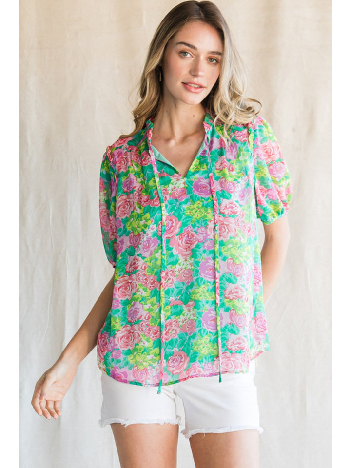 Floral Mix Ruffle Top