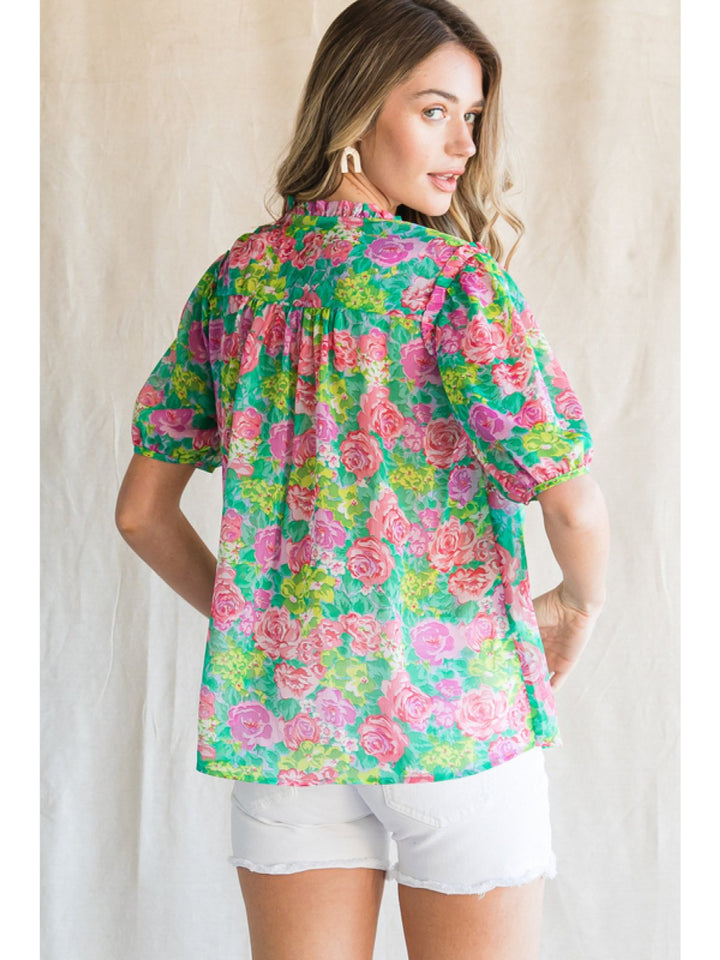 Floral Mix Ruffle Top