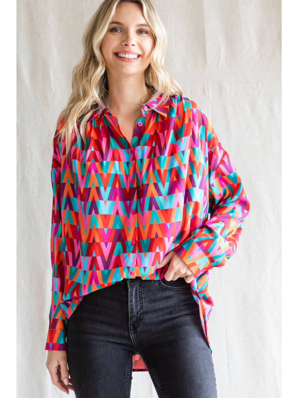 All Over Print Blouse - High Call Outfitters