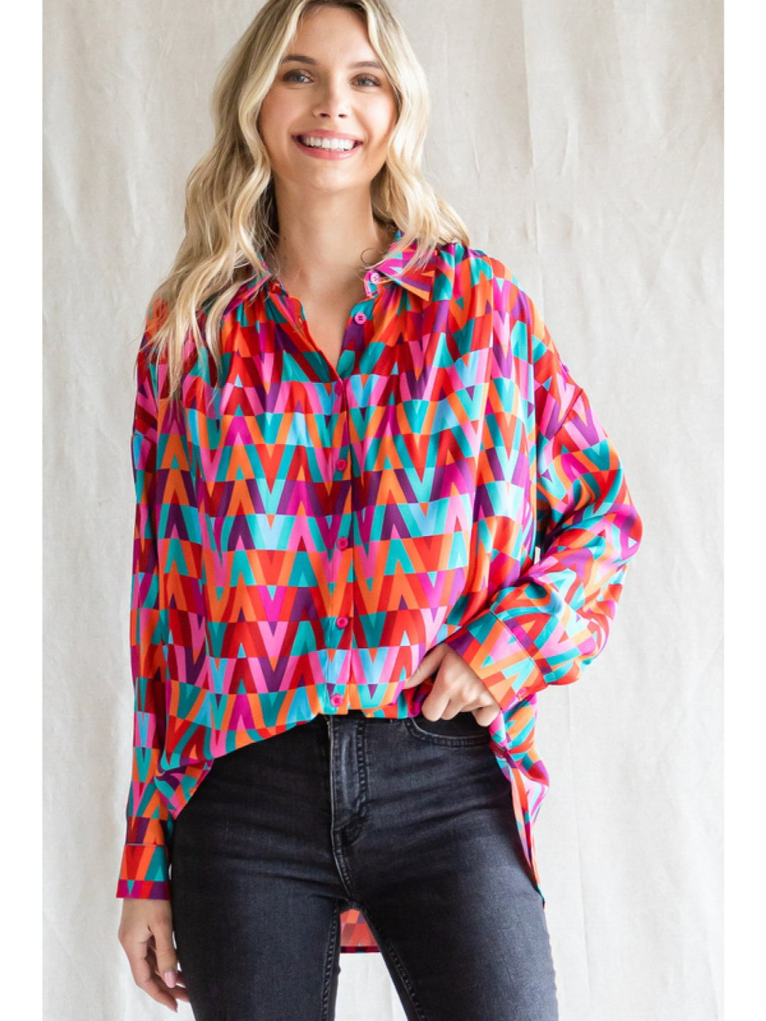All Over Print Blouse - High Call Outfitters