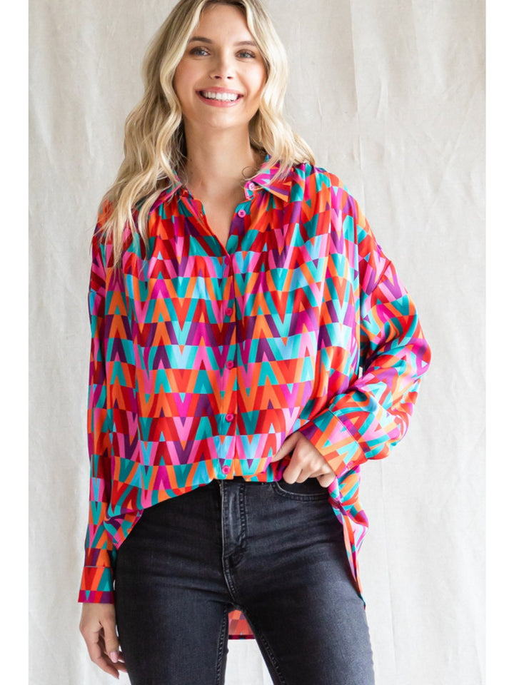 All Over Print Blouse - High Call Outfitters
