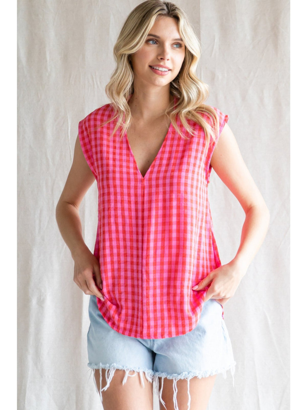 Check Print Top - High Call Outfitters