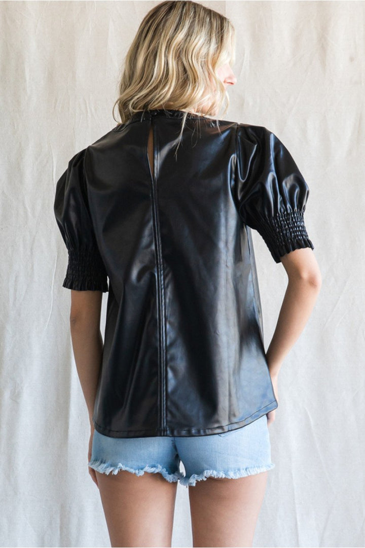 Puff Sleeve Pleather Top
