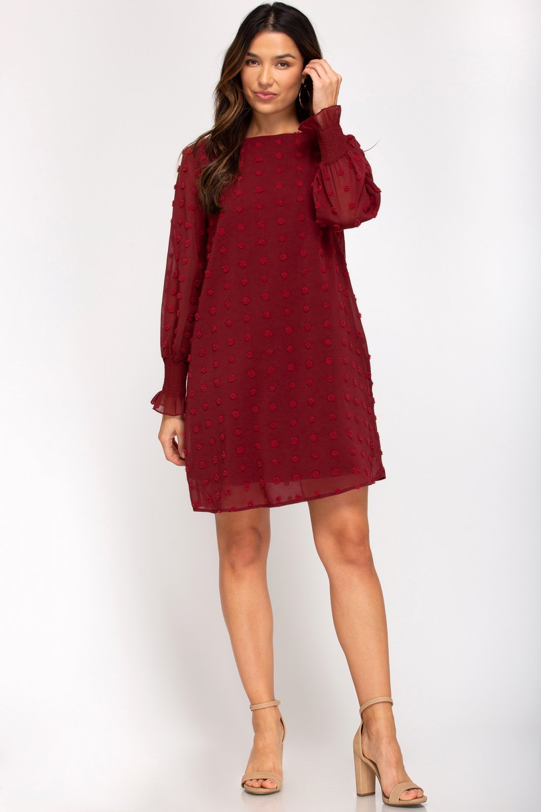 3D Applique Floral Smocked Dress from She &amp; Sky - High Call Outfitters