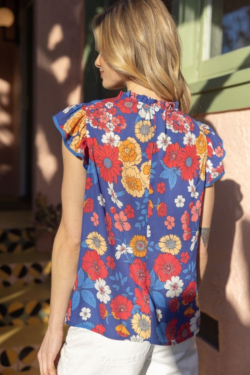 Contrast Trim Floral Top - High Call Outfitters