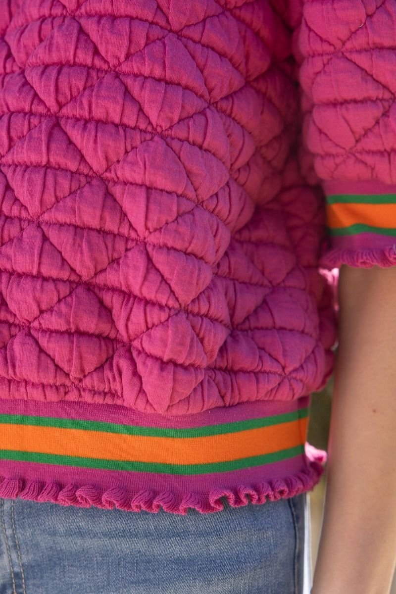 Quilted Striped Band Knit Top - High Call Outfitters