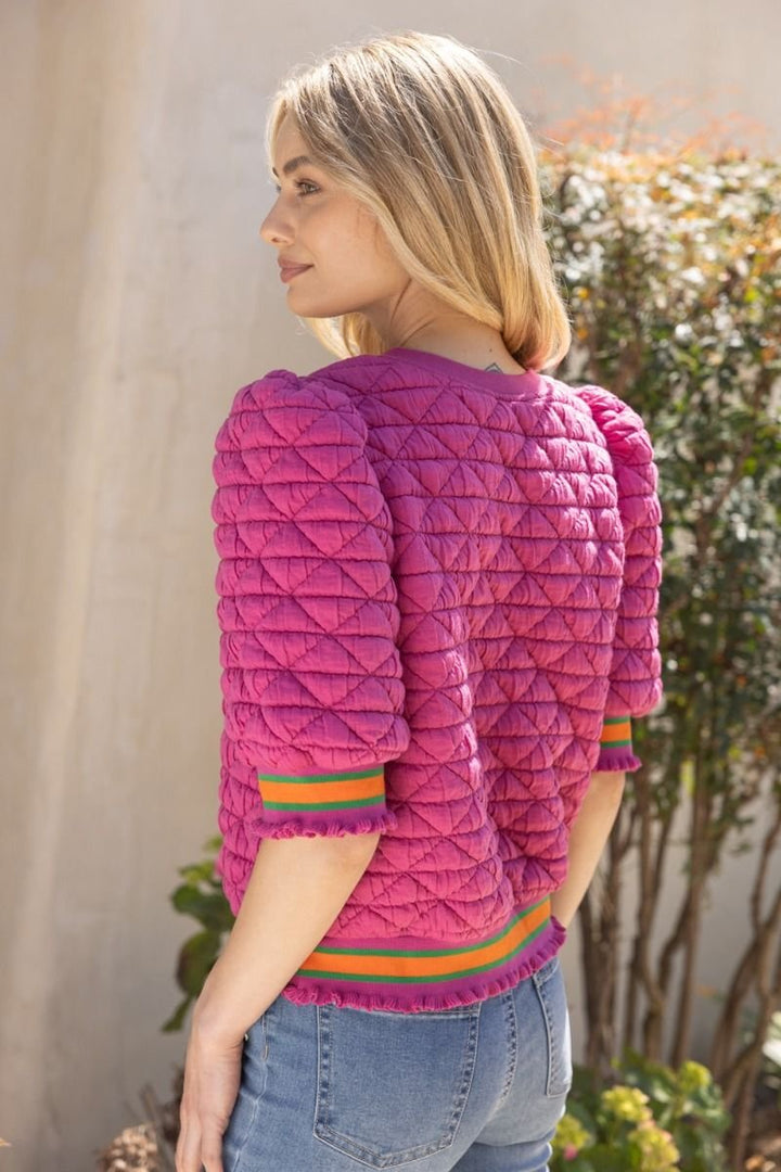Quilted Striped Band Knit Top