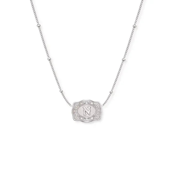 SpurWest Ultra Mini Belt Buckle Necklace (Initial) - Silver - High Call Outfitters