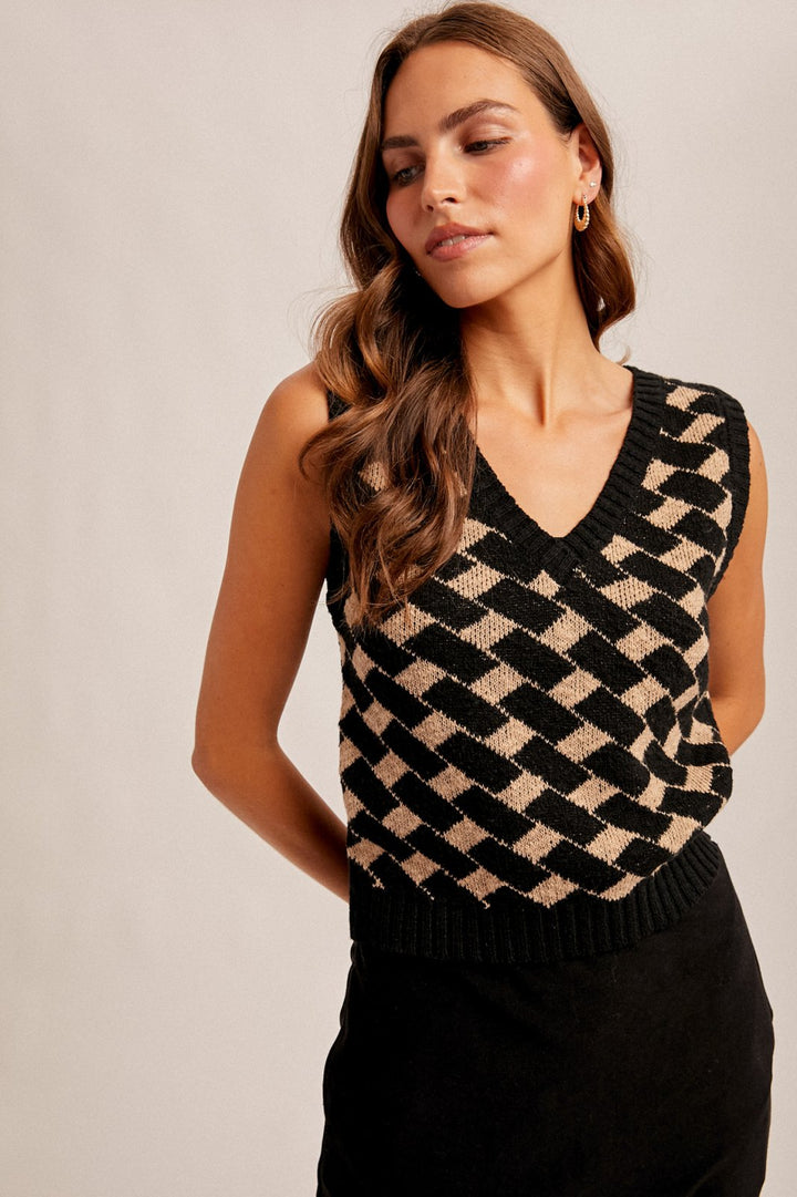 Slub Knit Sweater Vest