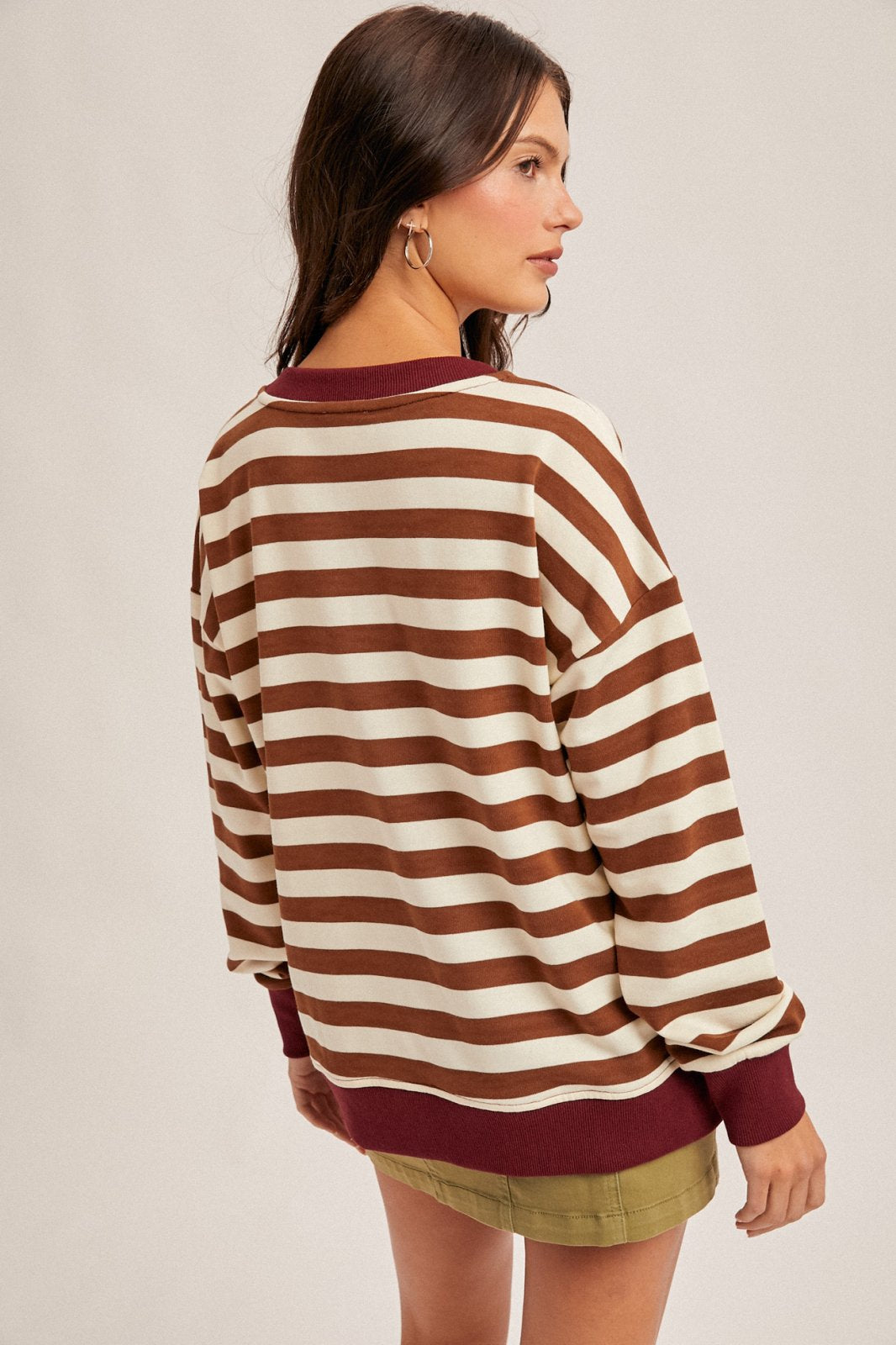 Color Contrast Stripe Sweatshirt