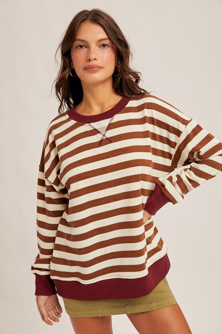 Color Contrast Stripe Sweatshirt