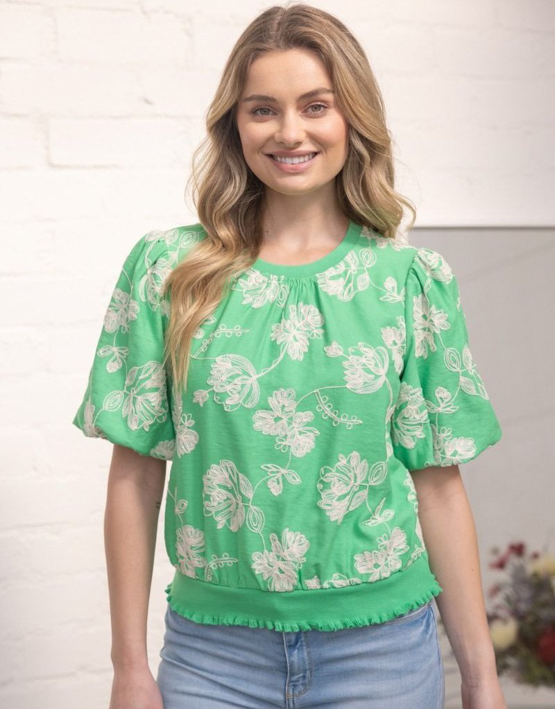 Floral Embroidered Top - High Call Outfitters
