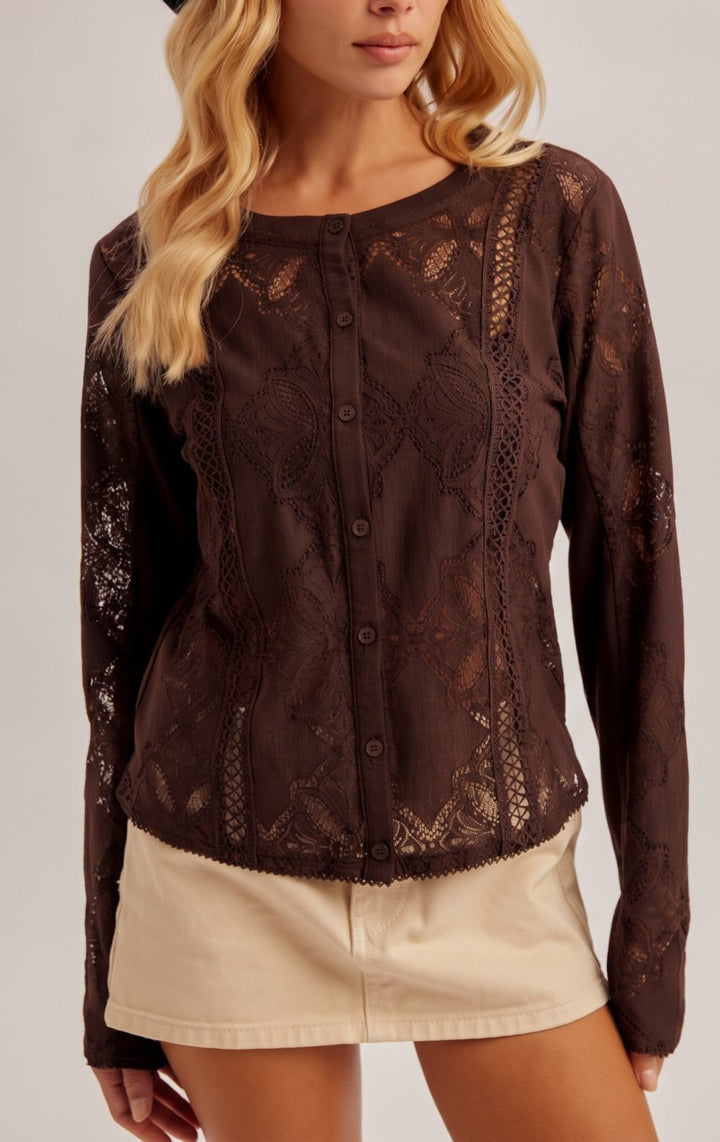 Crochet Trimmed Lace Trimmed Cardigan - High Call Outfitters