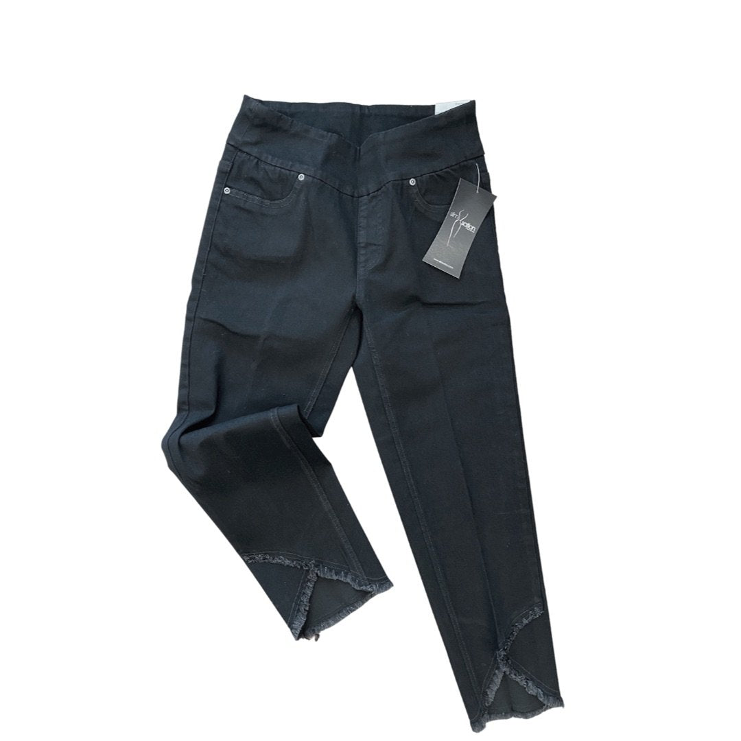 Wide Waistband Crop with  Fringe Lapped Hem from Multiples