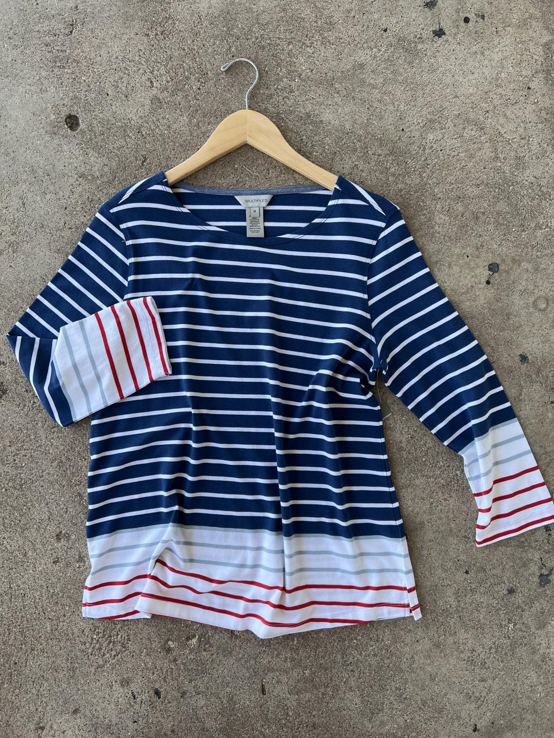 3/4 Sleeve Stripe Top from Multiples - High Call Outfitters