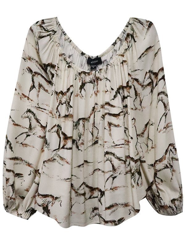Horse Print Peasant Sleeve Top from Karen Kane - High Call Outfitters