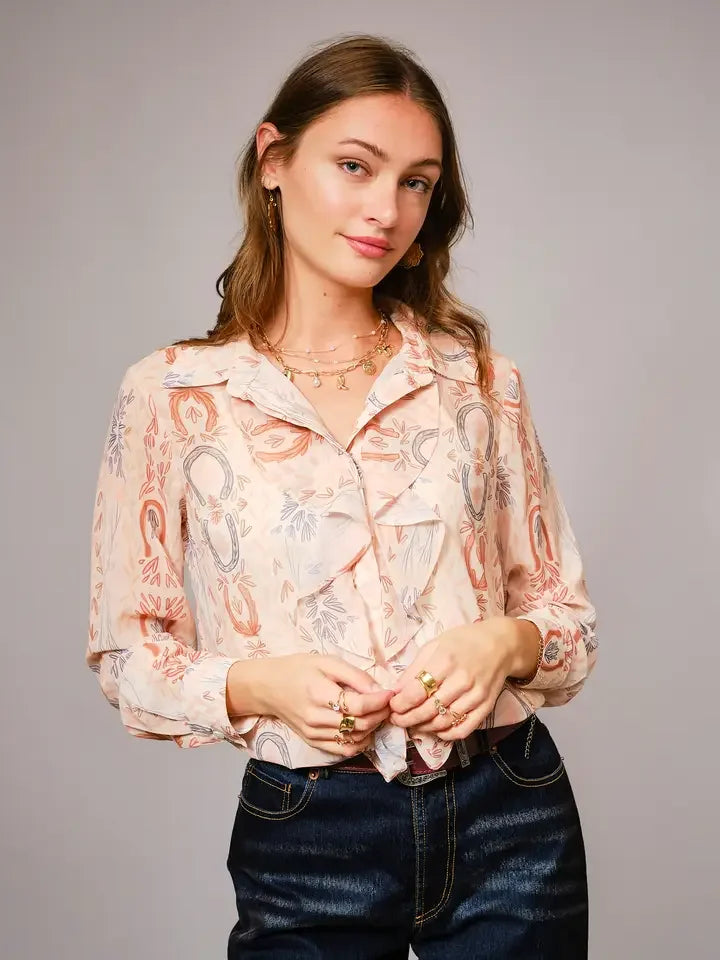 Ruffle Front Western Top