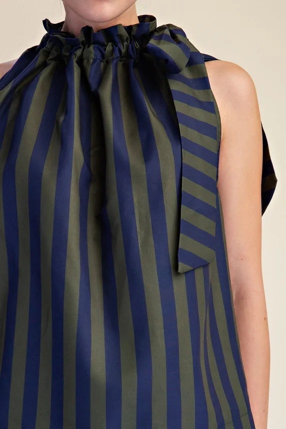 Ruffle Neck Tie Sleeveless Top