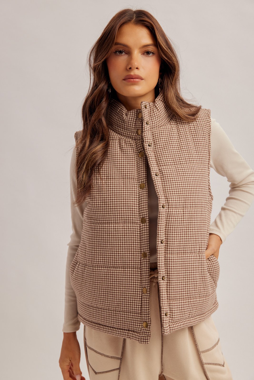 Gingham Puffer Vest - High Call Outfitters