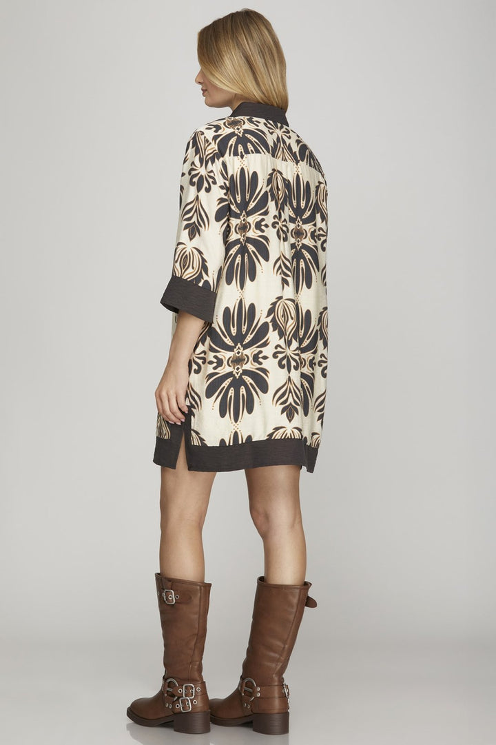 Half Sleeve Print Dress - High Call Outfitters