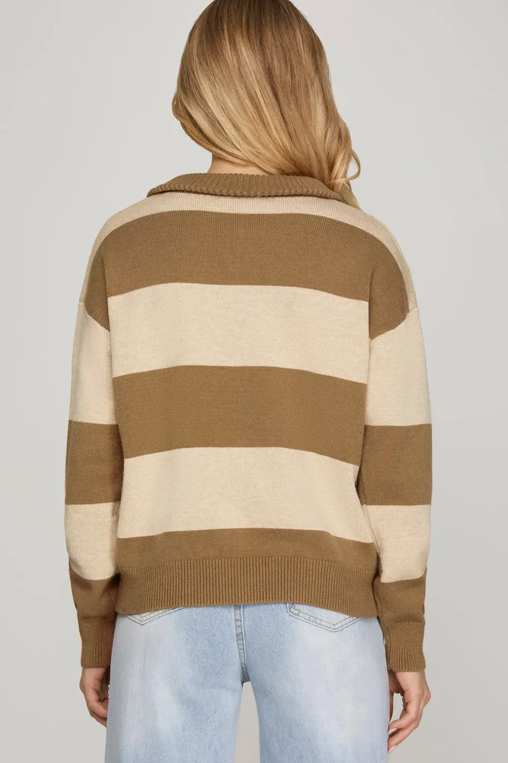 1/4 Zip Stripe Sweater - High Call Outfitters