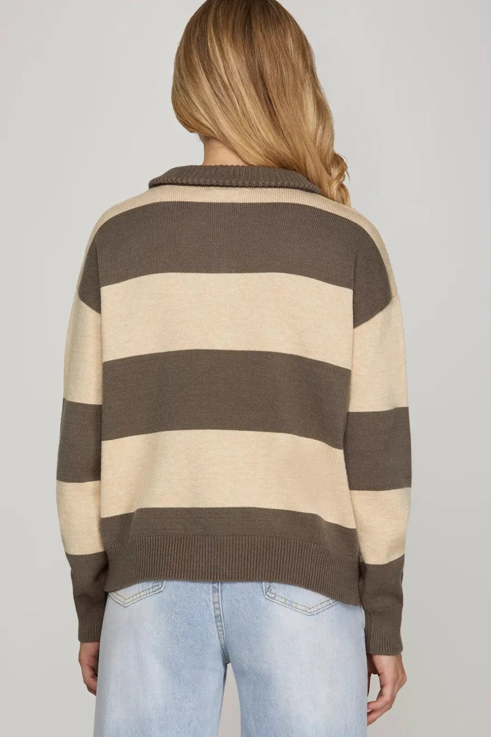 1/4 Zip Stripe Sweater - High Call Outfitters
