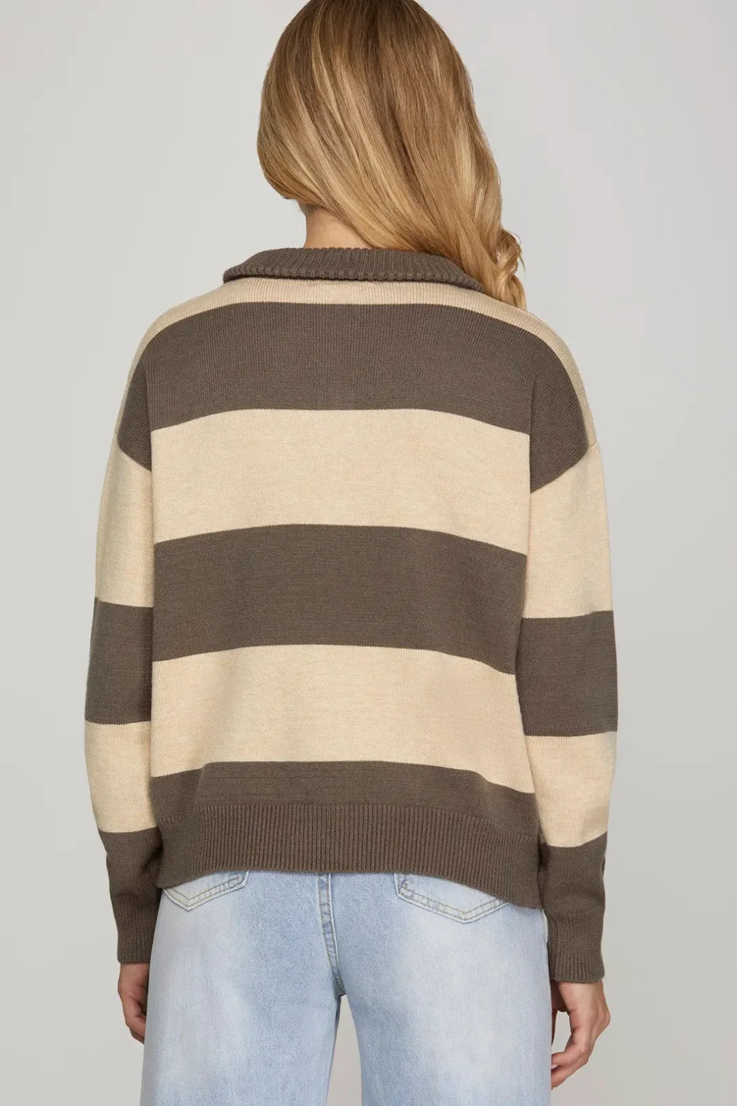 1/4 Zip Stripe Sweater