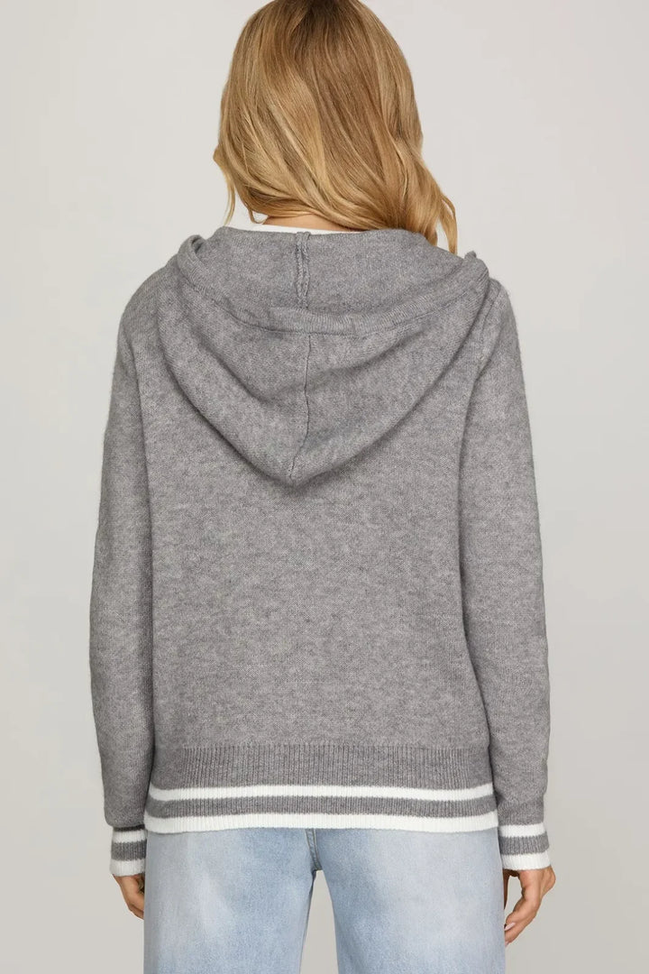 Hooded Zip Front Cardigan