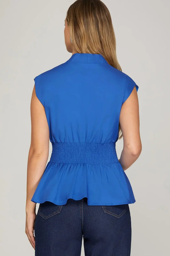Zip Front Smocked Top - High Call Outfitters