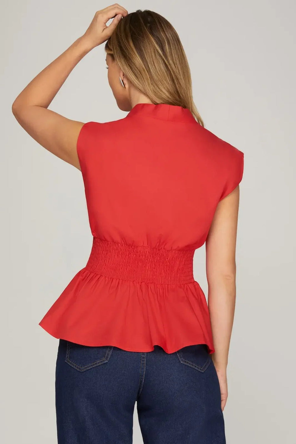 Zip Front Smocked Top - High Call Outfitters