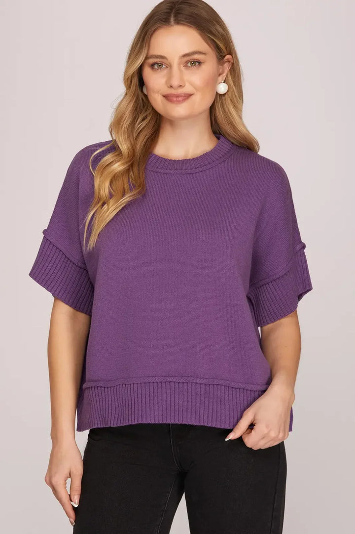 Game Day Half Sleeve Knit Top