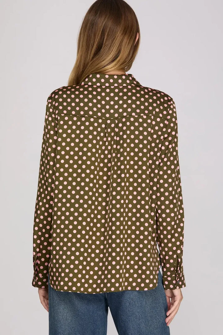 Polka Dot Satin Top