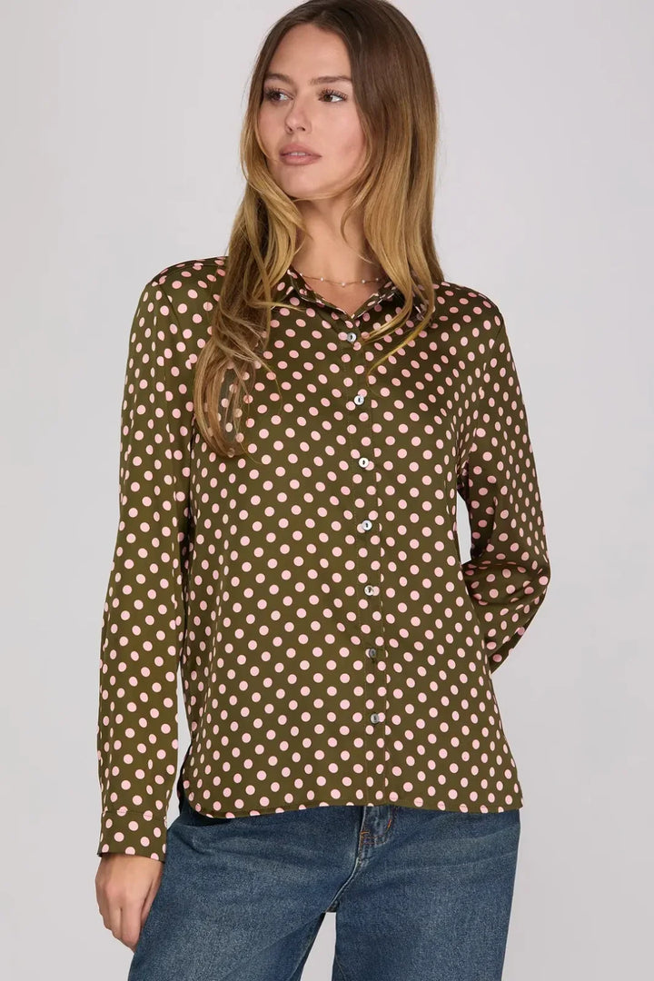 Polka Dot Satin Top