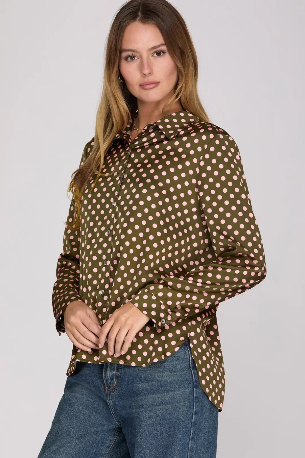 Polka Dot Satin Top