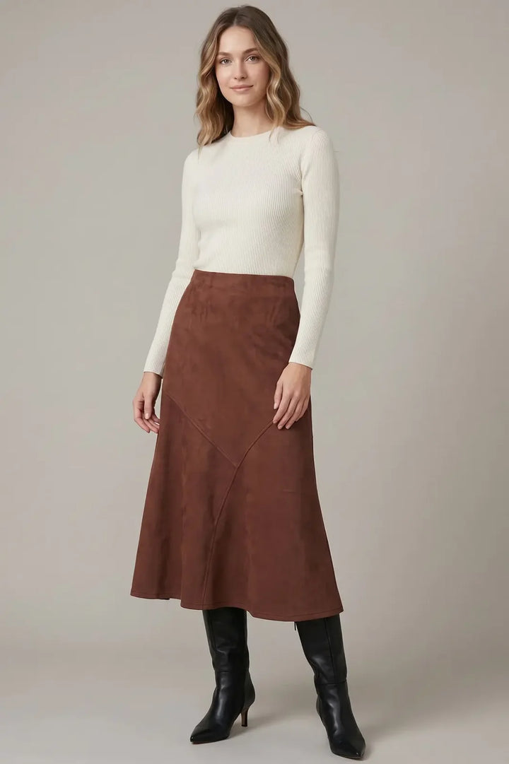 Asymmetrical Faux Suede Skirt