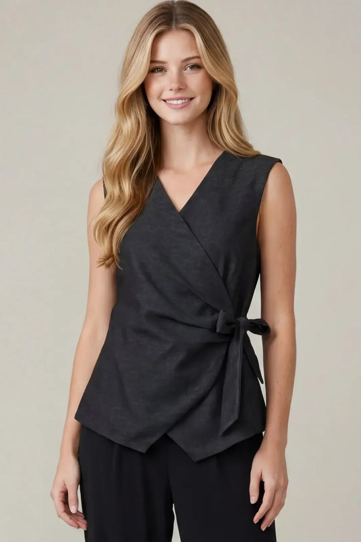Sleeveless Side Tie Vest - High Call Outfitters