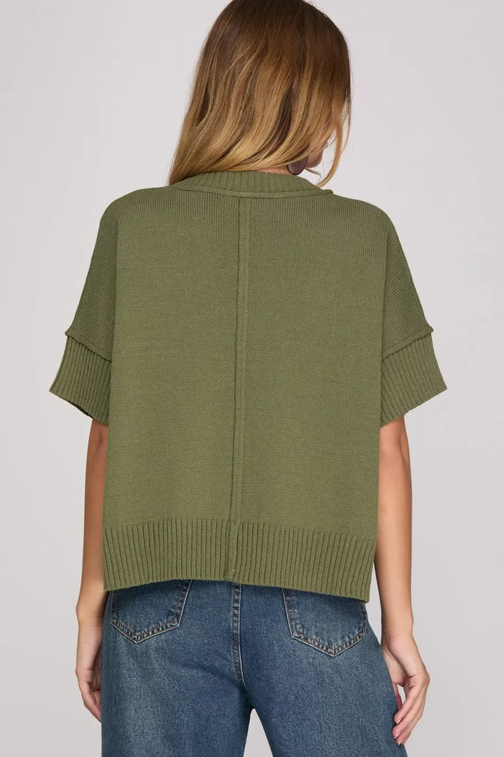 Drop Sleeve Crew Neck Sweater