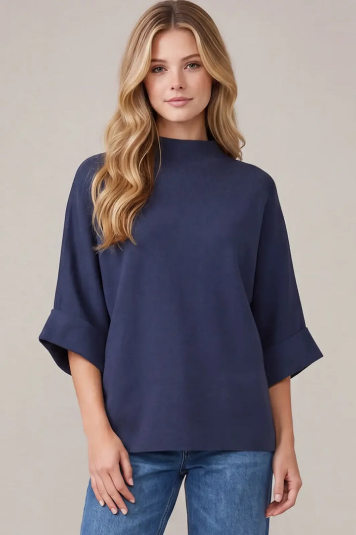 Mock Neck Loose Fit Sweater