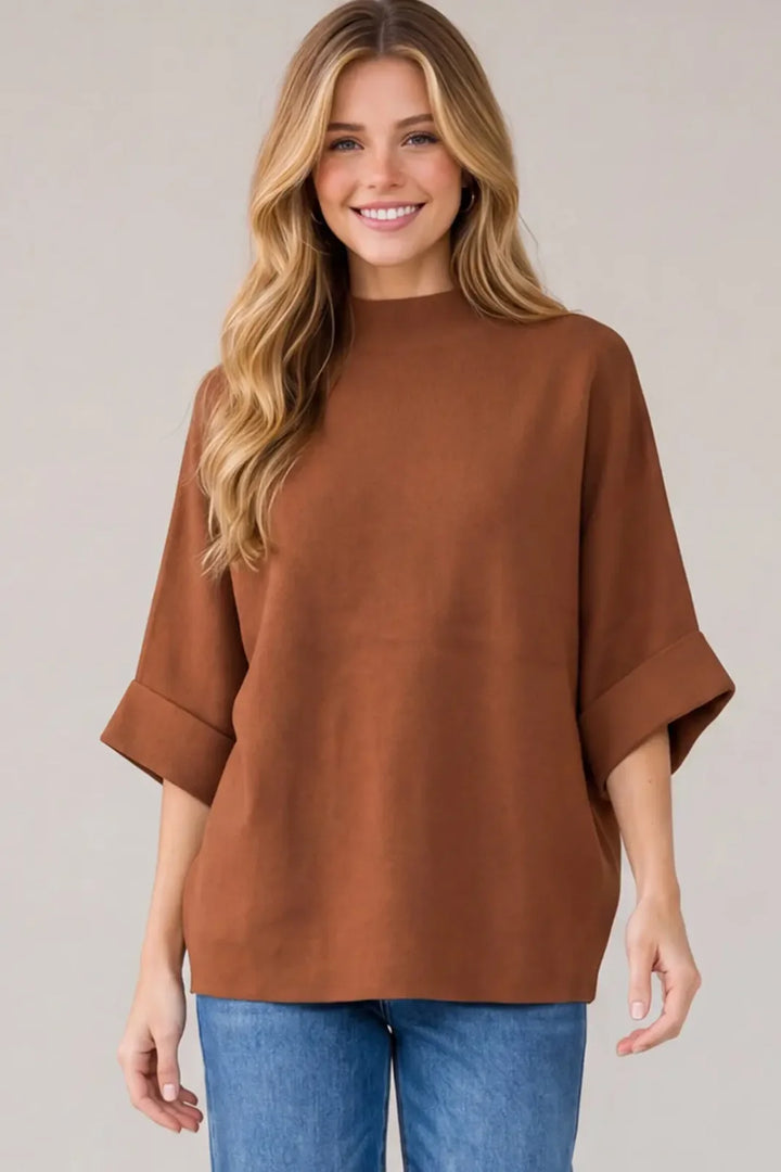 Mock Neck Loose Fit Sweater
